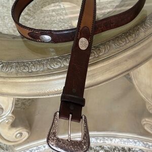 DDD 3D Leather Cowhide Men’s Belt Brown Western 2 Tone Buckle Accessories SZ 40"